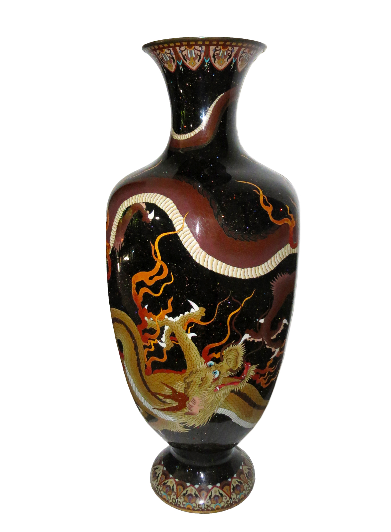 Large Cloisonne Vase with Imperial Dragons Modernism